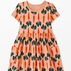 Size 8 Hanna Andersson Orange Peach Carrot Print Spring Easter Dress